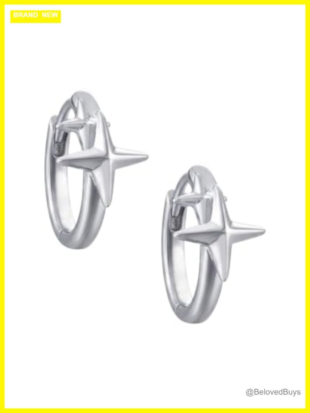 Silver-Tone Star Hoop Earrings Gothic Emo Punk Grunge Y2K Jewelry